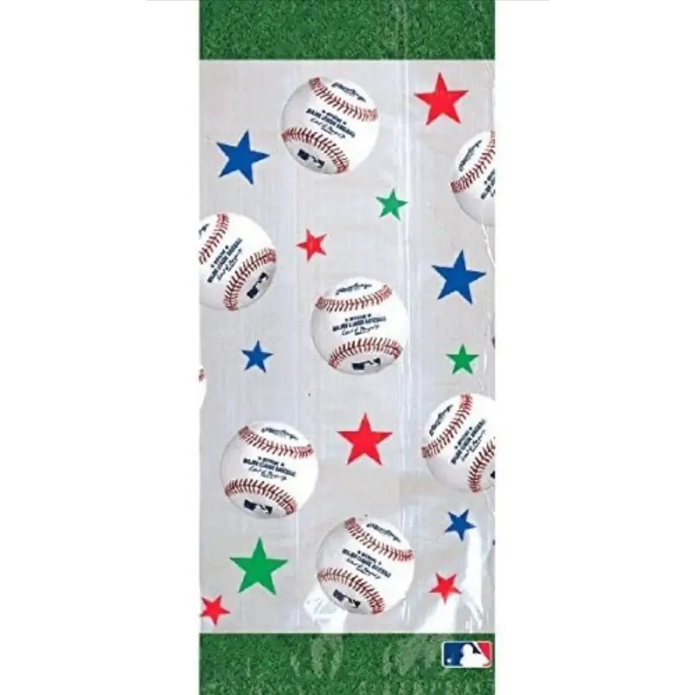 Major League Baseball Cello Party Bags & Green Twist Ties - 11.5